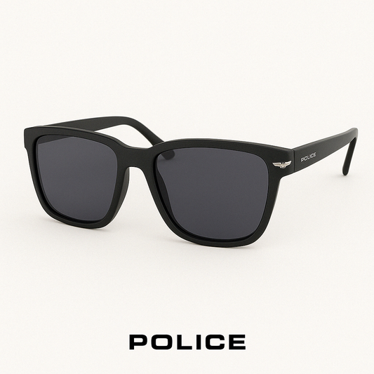 POLICE Matte Black Square Sunglasses