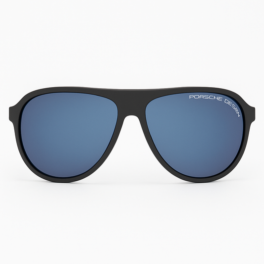 Porsche Design Aviator Sunglasses – Matte Black/Blue Mirror