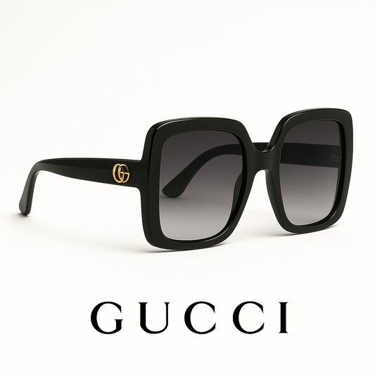 Gucci Oversized Square Sunglasses – Black/Gradient Grey